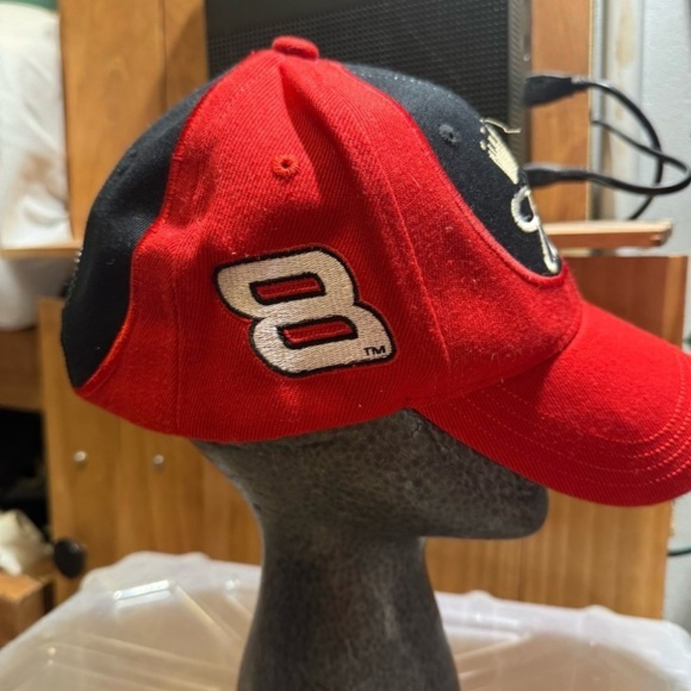 Dale Earnhardt Jr Budweiser Nascar Racing Hat Red Black Embroidered Number 8 Cap - Picture 4 of 4